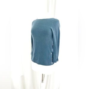 Ann Taylor Small Muted Blue Sweater with Gold Buttons